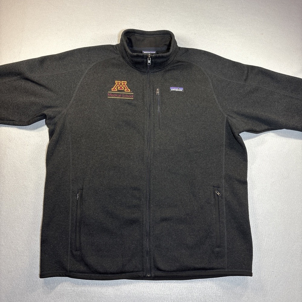 PATAGONIA Fleece Waffle Pullover Zip Black XXL Men's U of Minnesota Med School